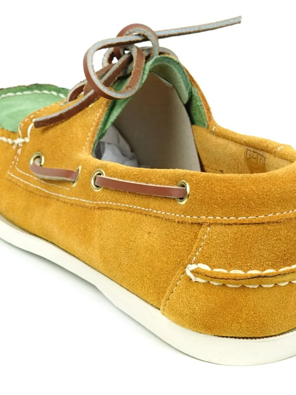 FI-6512-S Yellow Lime Premiun Genuine Suede Lace up Boat Shoes Fiesso by Aurelio